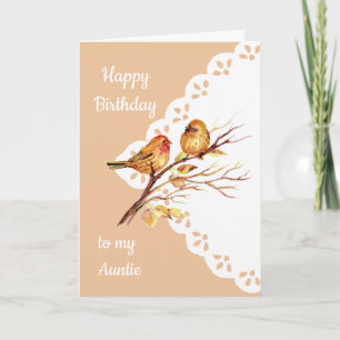 Cute Sparrow Birds Kärlek Aunties Birthag Kort