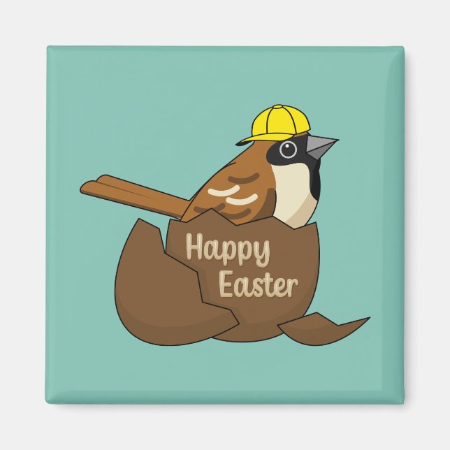 Cute Sparrow Chocolate Egg Glad påsk Magnet (Framsidan)