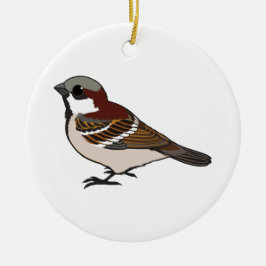 Cute sparrow julgransprydnad keramik