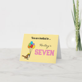 Cute Sparrow med Balloons Birthday | Anpassa Inbjudan
