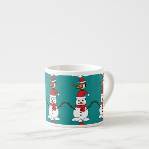 Cute Sparrow på Snögubbe Espressomugg