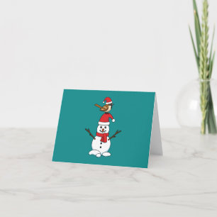 Cute Sparrow på Snögubbe Kort