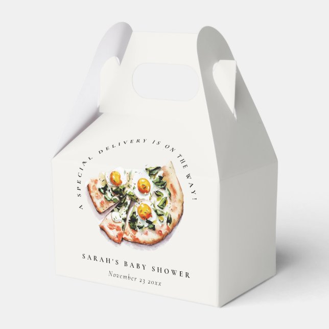 Cute Speciell Delivery Pizza Baby Shower Party Presentaskar (Framsidan Sidan)