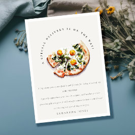Cute Speciell Delivery Pizza Baby Shower Party Tack Kort