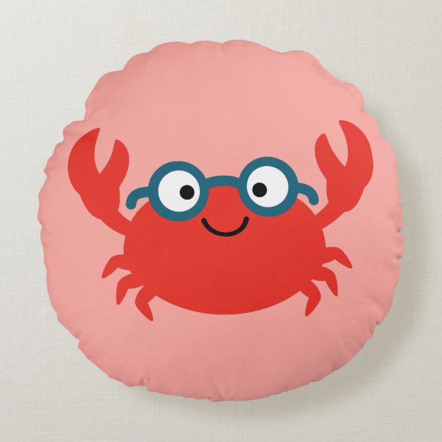 Cute Specky Crab-illustration Rund Kudde (Framsidan)