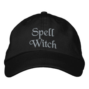 Cute Spell Witch Quote Lavender Lila Black Broderad Keps