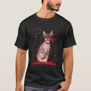 Cute Sphinx Cat Glasses Heart Flower Valentine T Shirt