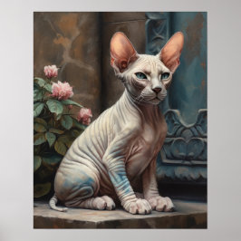 Cute Sphynx Cat Art-utskrift Poster