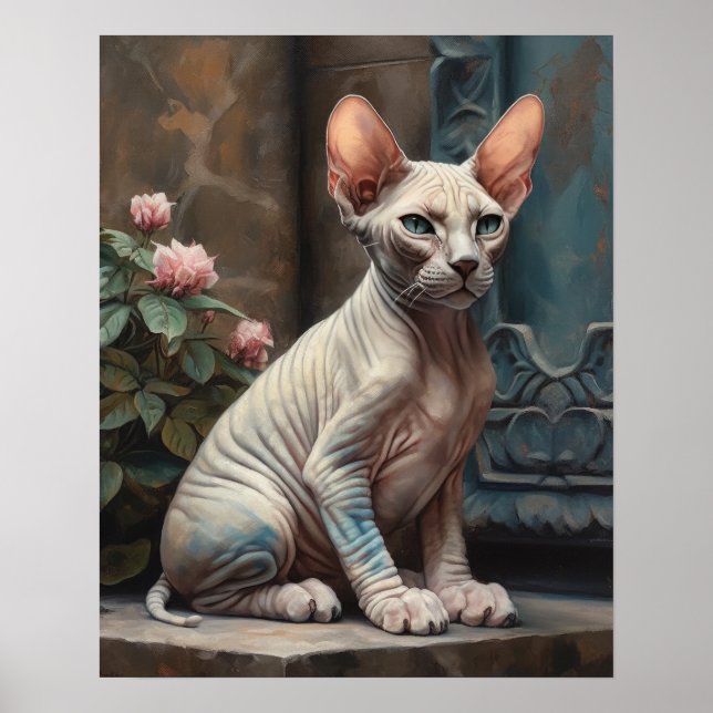 Cute Sphynx Cat Art-utskrift Poster (Framsidan)