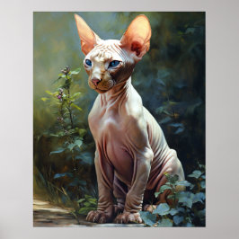 Cute Sphynx Cat Art-utskrift Poster