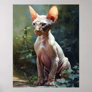 Cute Sphynx Cat Art-utskrift Poster