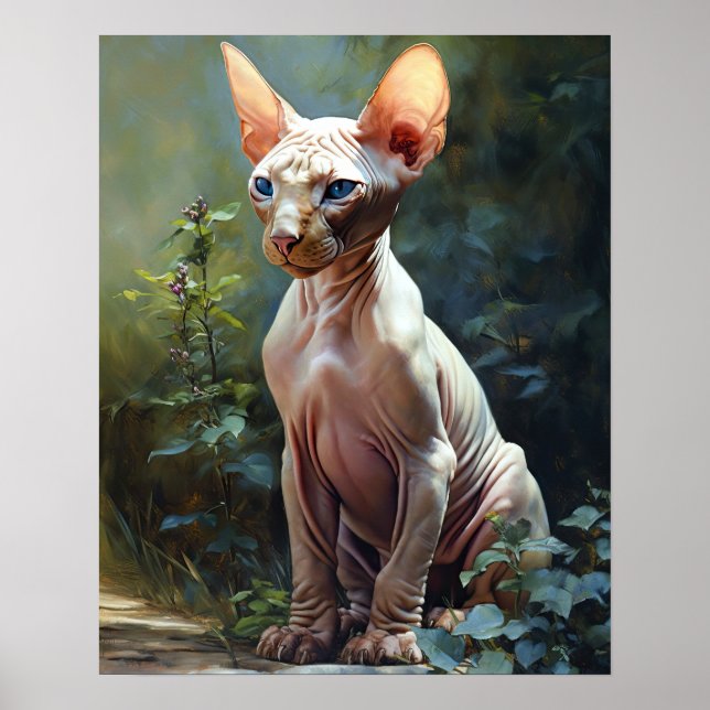 Cute Sphynx Cat Art-utskrift Poster (Framsidan)