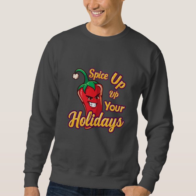 Cute Spicy Christmas Chili – “Spice Up Your Holida Lång Ärmad Tröja (Framsida)