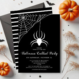 Cute Spider Black & White Halloween Cocktail Party Inbjudningar