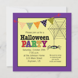 Cute Spider Colorful Halloween fest Inbjudningar