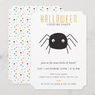 Cute Spider Halloween Costume Party Inbjudningar