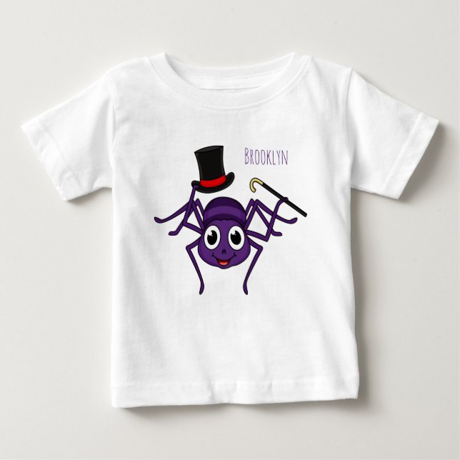 Cute spider in top hat cartoon  t shirt (Framsida)