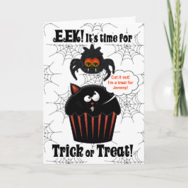 Cute Spider och Cupkaka Anpassningsbar Halloween Kort