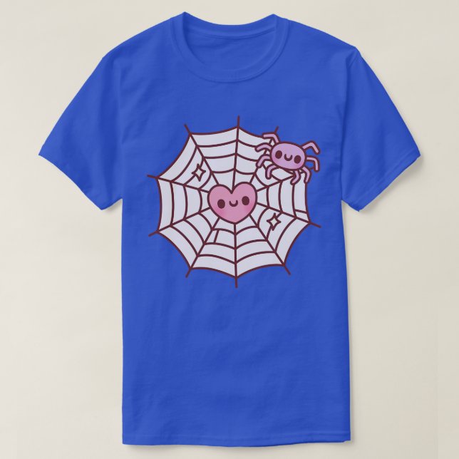 Cute Spider och hjärta som fångats i Spindelnät T Shirt (Design framsida)