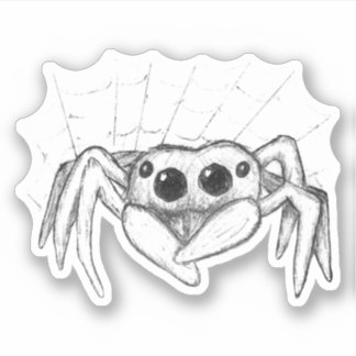 Cute Spider och Webben Sketch Klistermärken