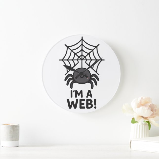 Cute Spider-🕷️ ✨ | Roligt för Webben av tecknad" Stor Klocka (Hem)