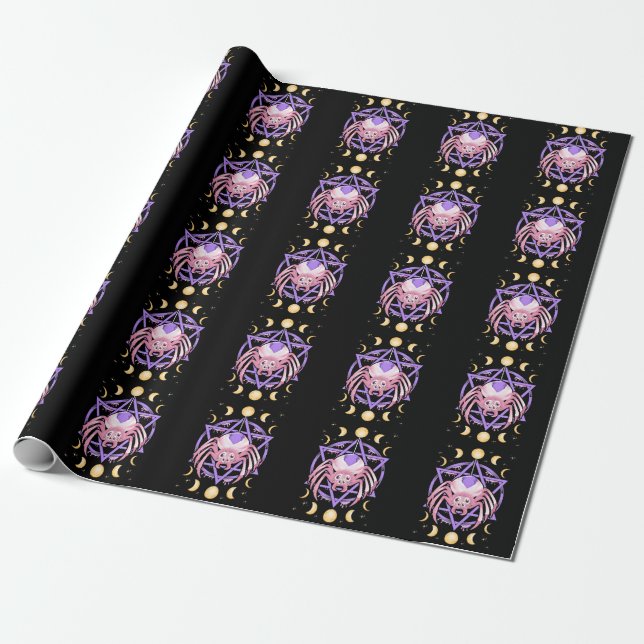 Cute Spider Satan Måne Pastel Goth Kawaii Presentpapper (Utrullad)