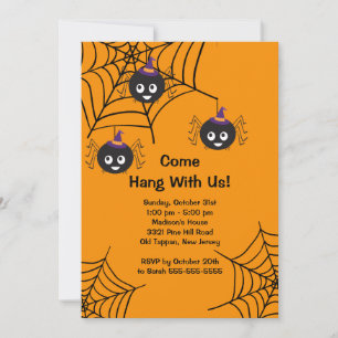 Cute Spiders Halloween fest inbjudan