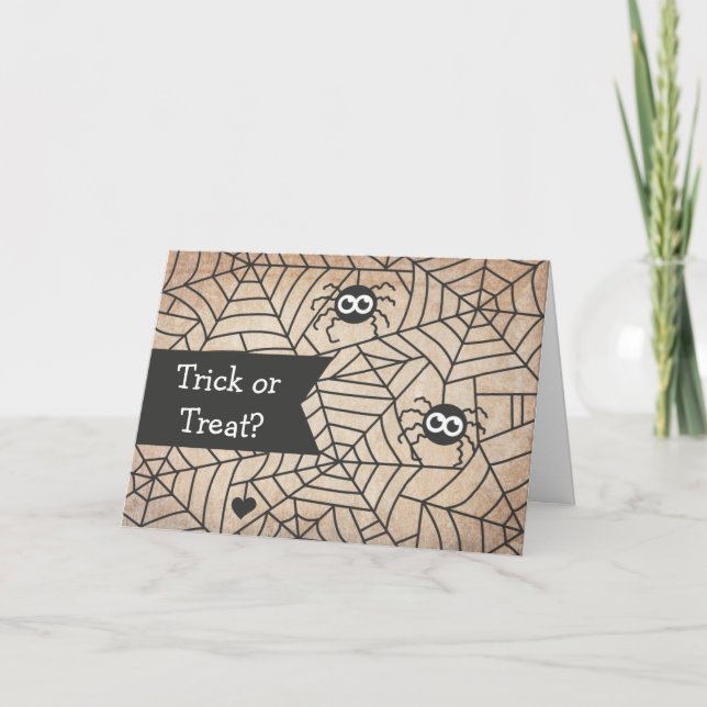 Cute Spiders, Spindelnät, Happy halloween Kort (Framsida)