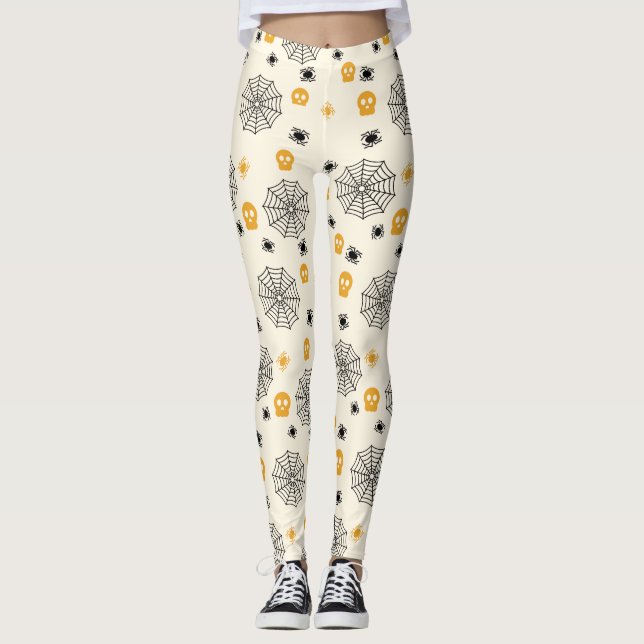 Cute Spiders Webben Döskallars Halloween Costume P Leggings (Framsida)