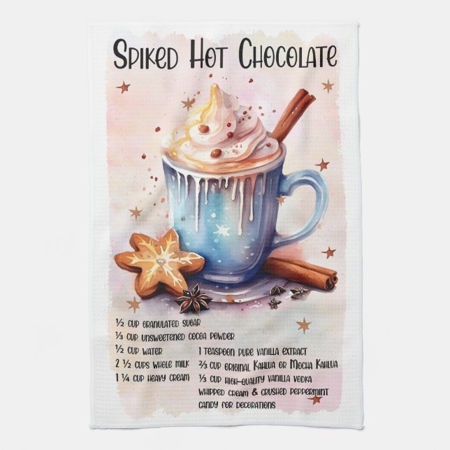 Cute Spiked Hett Chocolate jul Drink Recipe Kökshandduk (Vertikal)