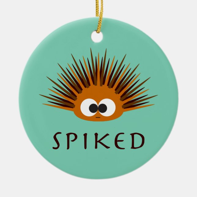 Cute Spiked Orange Sea Urchin Julgransprydnad Keramik (Framsidan)