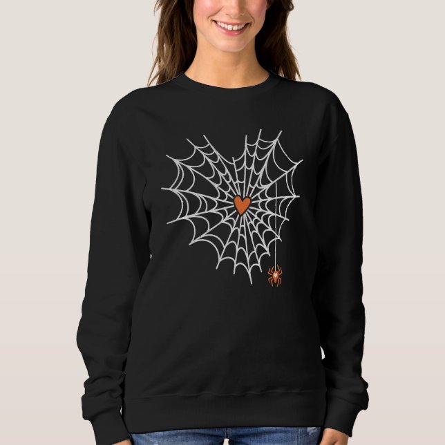 Cute Spindelnät Cobweb Heart Halloween Orange 1 T Shirt (Framsida)