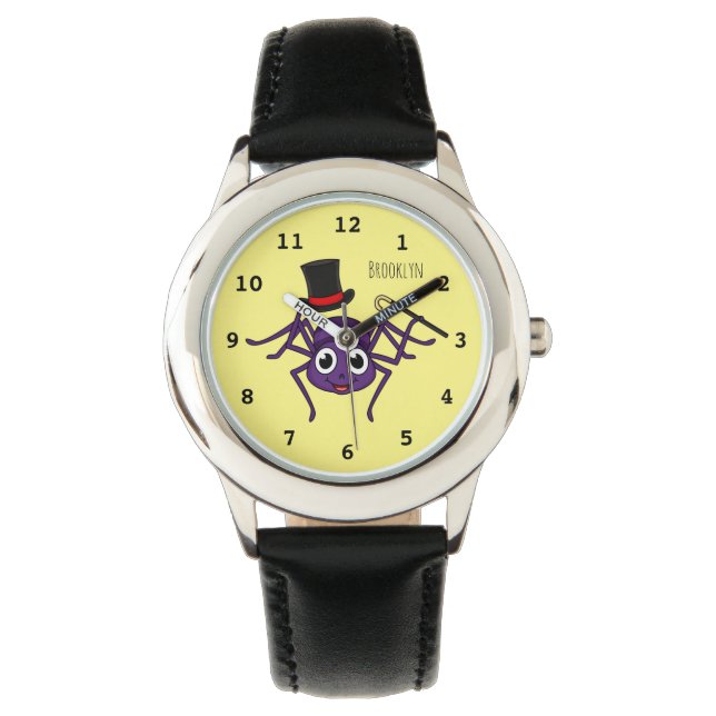 Cute spinder i tecknaden top hat armbandsur (Framsida)