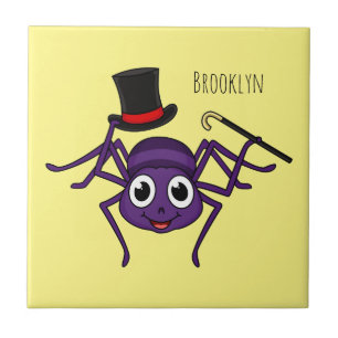 Cute spinder i tecknaden top hat kakelplatta