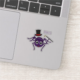 Cute spinder i tecknaden top hat klistermärken