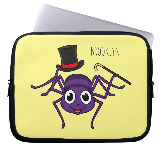 Cute spinder i tecknaden top hat laptop fodral (Framsidan)