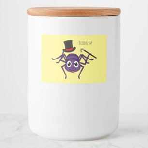 Cute spinder i tecknaden top hat mat etiketter