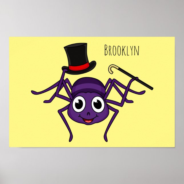 Cute spinder i tecknaden top hat poster (Framsidan)