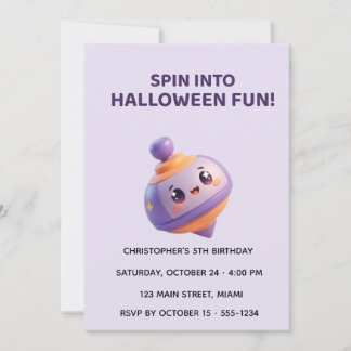 Cute Spinning Top Halloween Birthday Invitation Inbjudningar