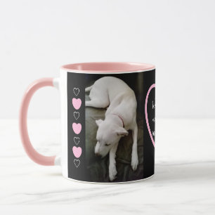 Cute Spipande White Hund Kärlek-meddelande i hjärt Mugg