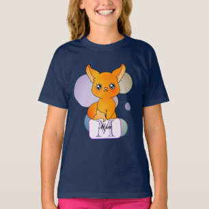Cute Spirit Fox med Circle Halos T Shirt