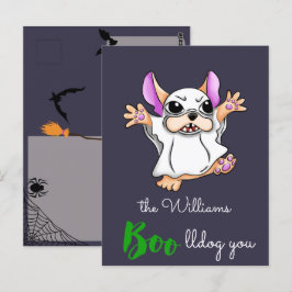 Cute spökboo hugs Halloween Vykort