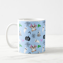 Cute spöke Fransk Bulldog fladdermus pumkin Hallow Kaffemugg