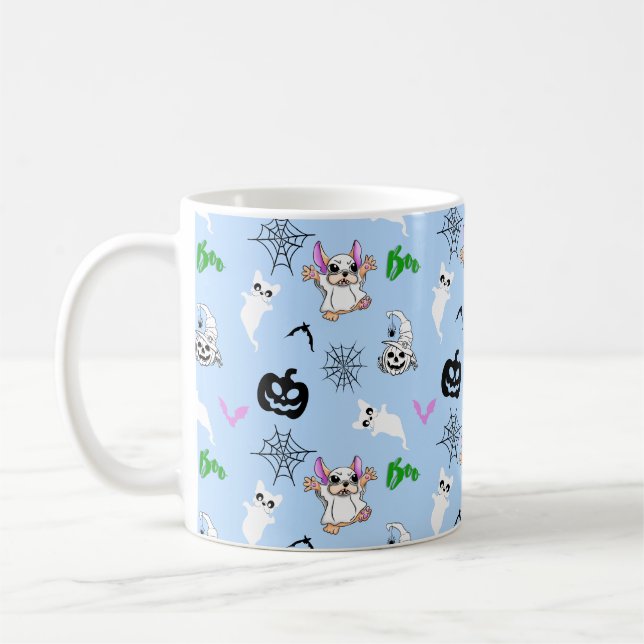 Cute spöke Fransk Bulldog fladdermus pumkin Hallow Kaffemugg (Vänster)