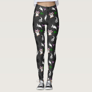 Cute spöke Fransk Bulldog fladdermus pumkin Hallow Leggings