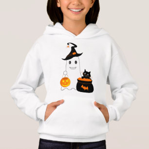 Cute spöke med svart katt fira halloween t shirt