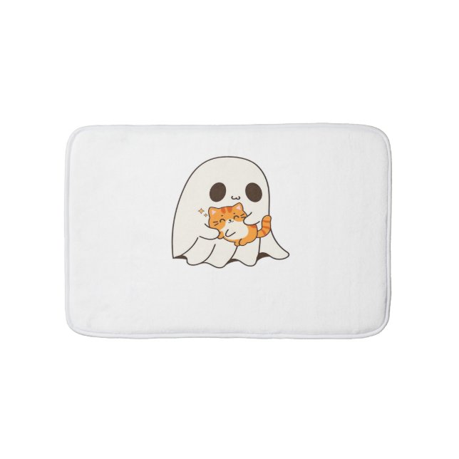 Cute spöke och katt, Gift Halloween Classic T-Shir Badrumsmatta (Framsidan)