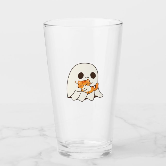 Cute spöke och katt, Gift Halloween Classic T-Shir Glaskopp (Framsida)