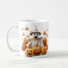 Cute spöke och pumpkaffe mugg