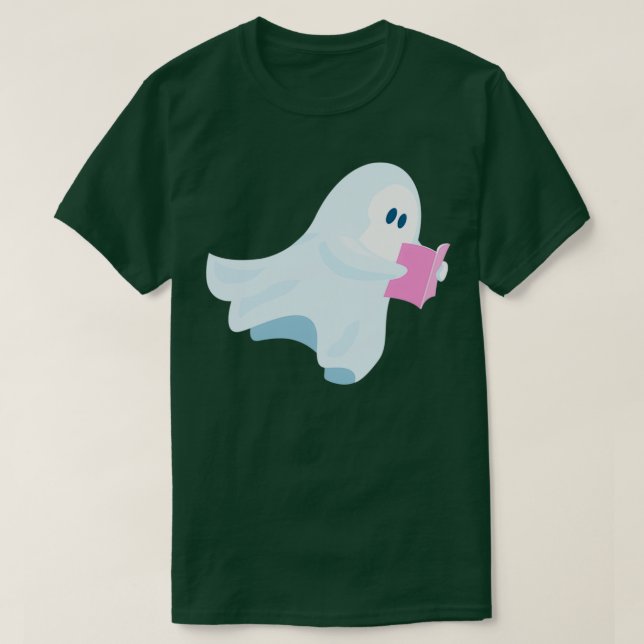 Cute spöke som läser bok t shirt (Design framsida)